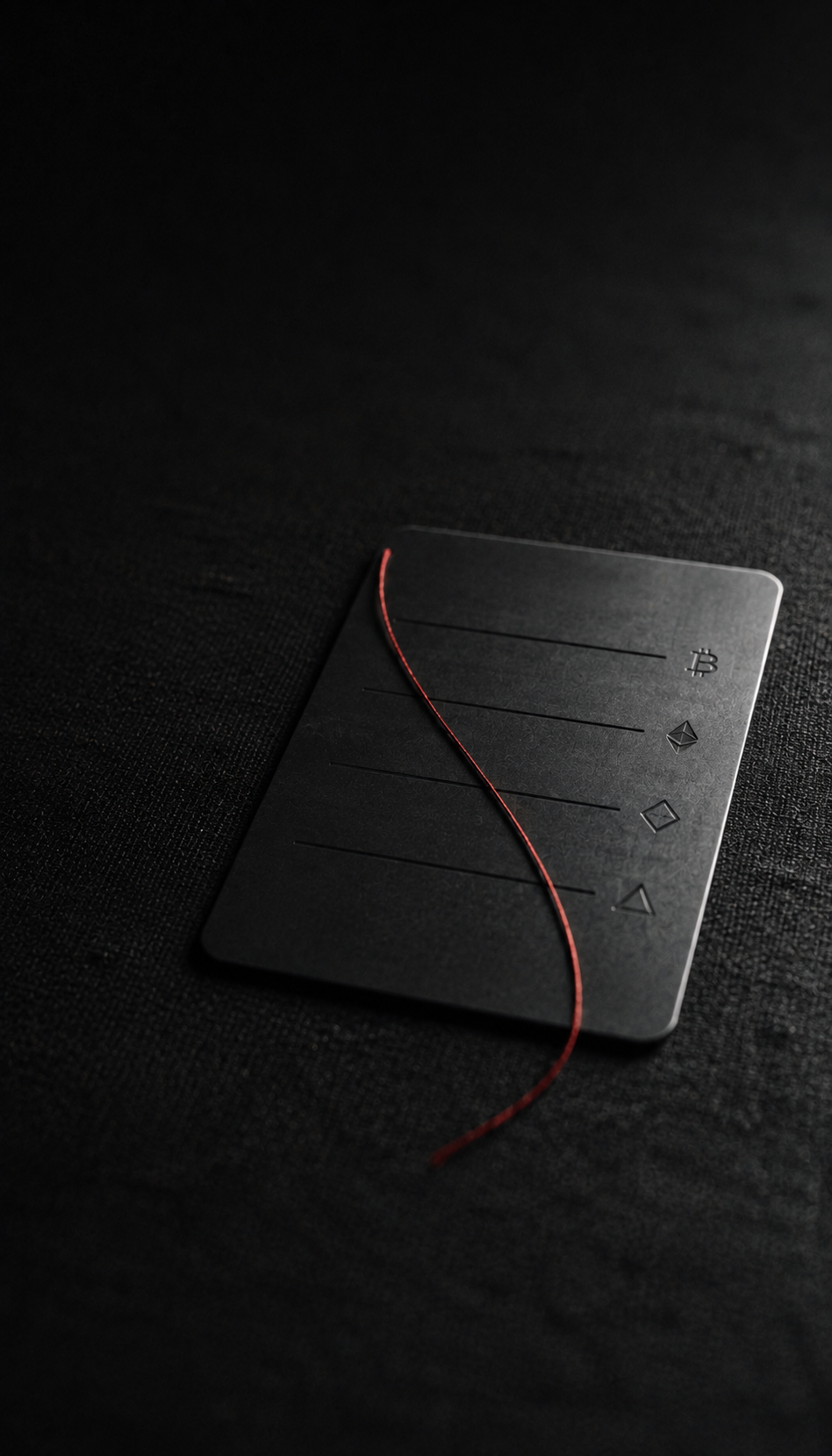 Etched metal recovery plate with a red thread